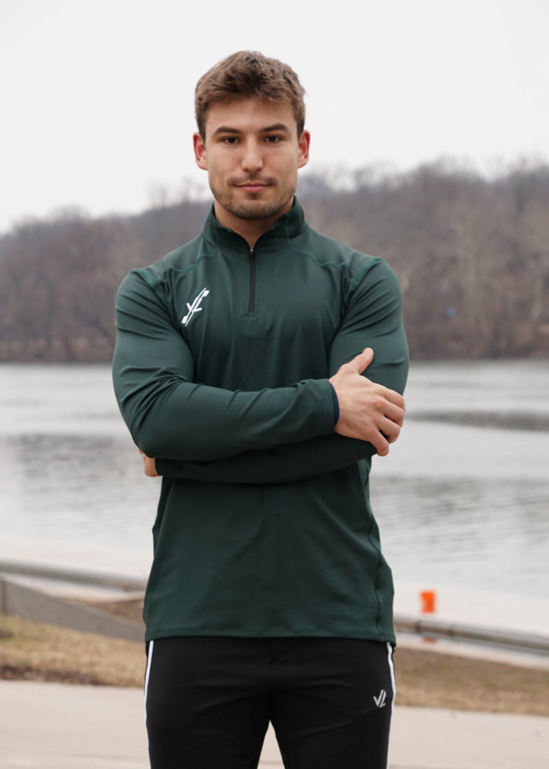 Men's Performance Quarter Zip Hunter Green JLAthletics
