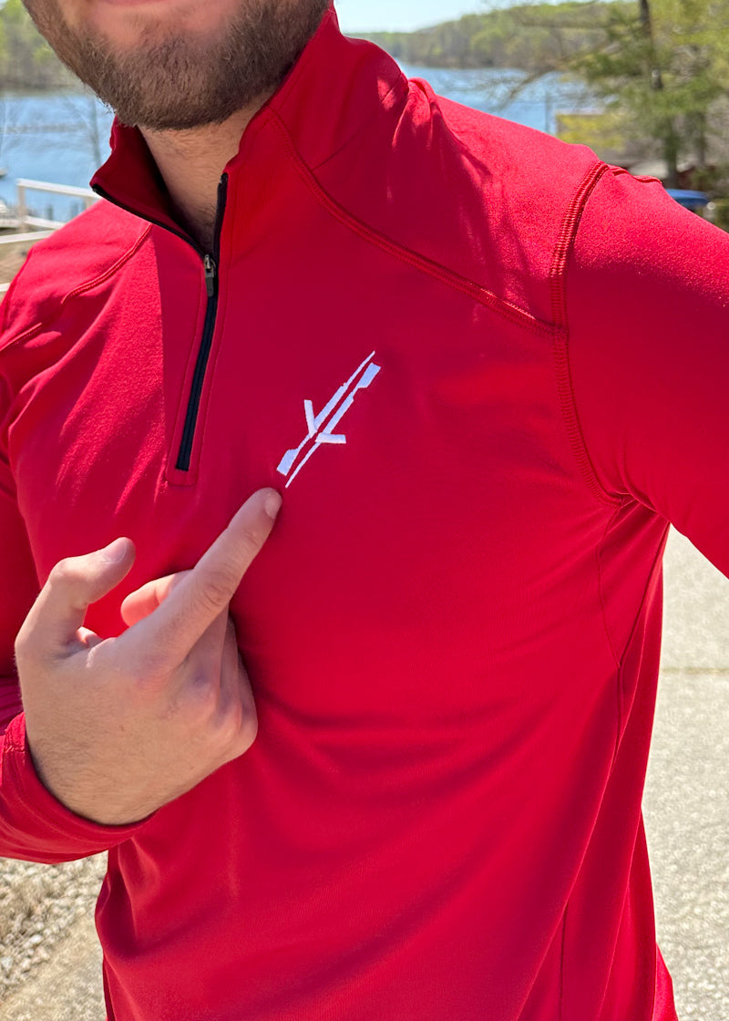 Men's Performance Quarter Zip Red - JLAthletics