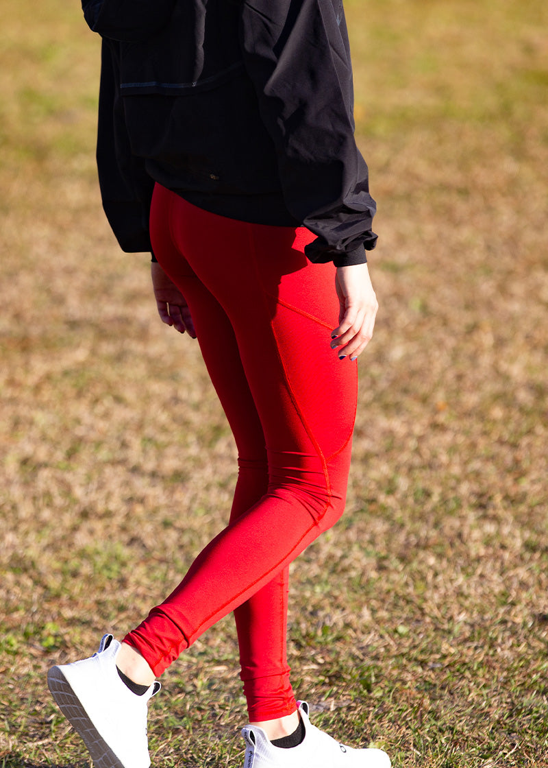 Women's JL Red Luxe Extended Leggings with Pocket - JLAthletics